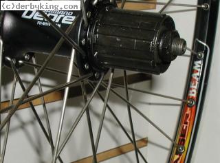 ATB rear wheel hub detail deore/wtb